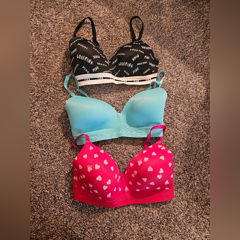 Lot Of 3 PINK Victoria's Secret Bras 34DD